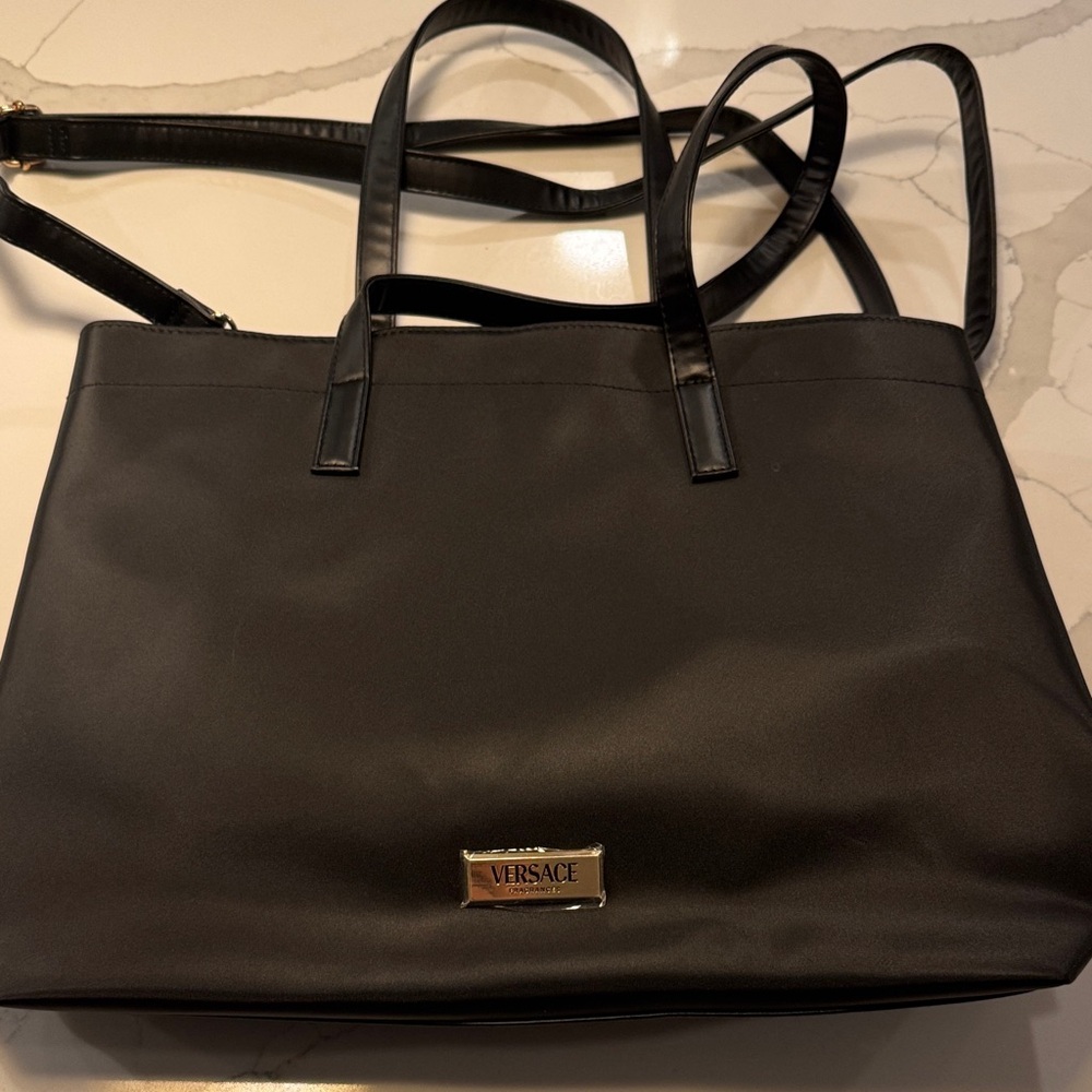 Versace Black Tote with Gold Accent
